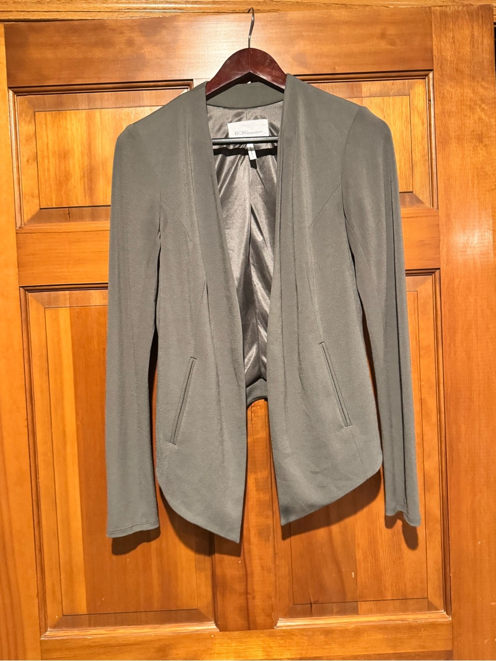 BCBGeneration Olive Green Open-Front Blazer